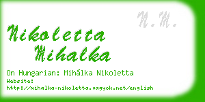 nikoletta mihalka business card