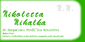 nikoletta mihalka business card